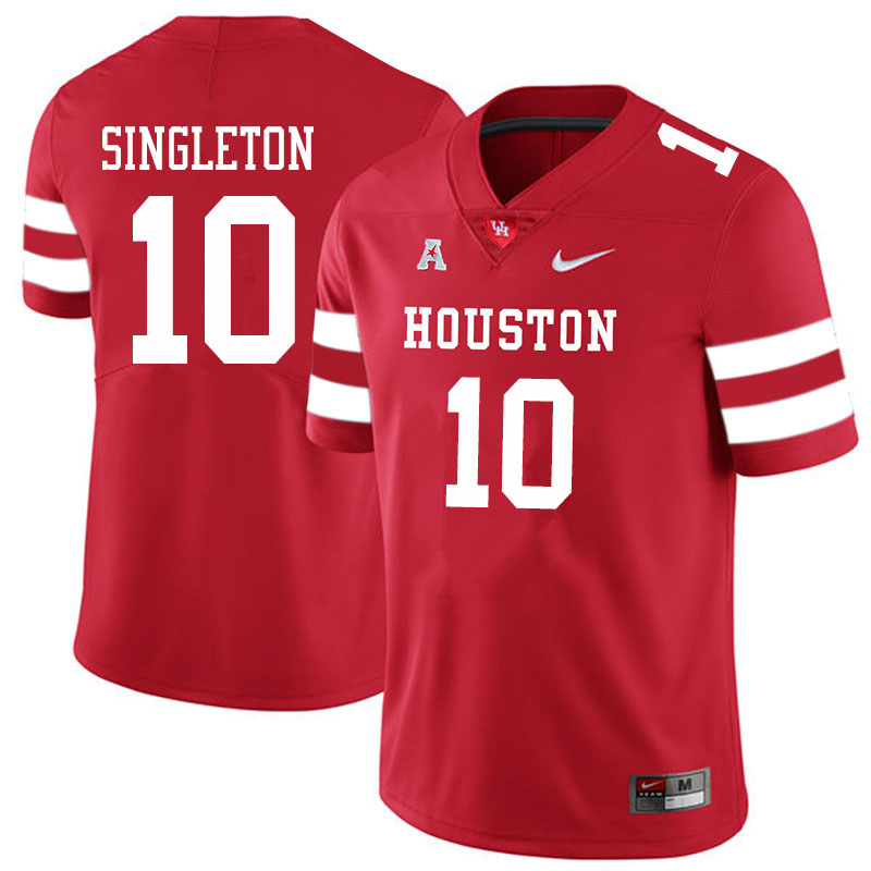 Men #10 Jeremy Singleton Houston Cougars College Football Jerseys Sale-Red
